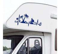 Pimastickerslab Kit 1 Adesivo Adesivi sticker per camper Passione Mare Spiaggia Sole Barca Palma caravan roulotte esterni carrozzeria ripara accessori 2435 (049 Blu Royal, Lunghezza cm 55)