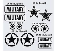 Pimastickerslab Kit 12 Adesivi Stella Militare US Army USA Marines War 4x4 off Road Auto Camper Decalcomanie Scegli Colore e Misura -cod. 1656- (070 Nero, Opaco (Matt_Opaque_undurchsichtig))