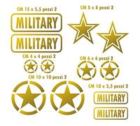 Pimastickerslab Kit 12 Adesivi Stella Militare US Army USA Marines War 4x4 off Road Auto Camper Decalcomanie Scegli Colore e Misura -cod. 1656- (091 Oro, Opaco (Matt_Opaque_undurchsichtig))