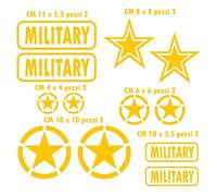 Pimastickerslab Kit 12 Adesivi Stella Militare US Army USA Marines War 4x4 off Road Auto Camper Decalcomanie Scegli Colore e Misura -cod. 1656- (021 Giallo, Opaco (Matt_Opaque_undurchsichtig))