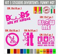 Pimastickerslab Kit Adesivi Divertenti Milf Porn Tette Fake Taxi Bang bross brazzer hub Auto Moto Casco Decalcomanie Scegli Colore -cod.1695 (046 Rosa Fluo)
