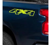 Pimastickerslab Set 2 Adesivi Sticker Scritta 4x4 Off Road Pick-up Fuoristrada Suv militare stella Vinile Auto Panda per esterni carrozzeria decalcomania accessori tuning cod.2414 (029 Giallo Fluo)