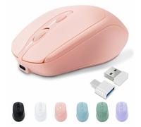 PiMivco Mouse wireless ricaricabile, mouse Bluetooth per laptop/iPad/MacBook Pro/Air, mouse silenzioso per PC/Surface Pro/Lenovo/Samsung Table, mouse portatile sottile (rosa)