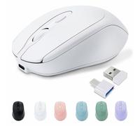PiMivco Mouse wireless ricaricabile, mouse Bluetooth per laptop/iPad/MacBook Pro/Air, mouse silenzioso per PC/Surface Pro/Lenovo/Samsung Table, mouse portatile sottile (bianco)
