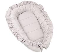 PIMKO - Babynest con balze bozollo per bambini riduttore per Letto neonato lettino da viaggio culla 100% cotone 55x90cm (Grigio con balze)
