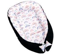 PIMKO Nido Multifunzionale a 2 lati per Neonati, Nido di Coccole per Bambini, Antiallergico, per Neonati, Nido da Viaggio 55 x 90 cm, in Cotone e VELVET (Nero)