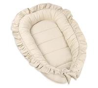 PIMKO - Sacco Nanna con Volant per Neonati, 100% Cotone, per Bambini e Neonati, 55 x 90 cm (Beige)