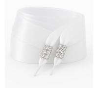 Pimp My Shoes Piccolo ciondolo iridescente 3R Tag SI3RT per scarpe/scarpe da ginnastica con un paio di lacci in raso bianco, Bianco argento, women's shoe 3-8