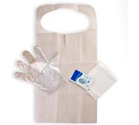 PimPam Factory Kit Calçots - Bavaglino Monouso Impermeabile + Salviettina 65 gr + Tovagliolo Carta + 2 Guanti - Pack 10 - Ideale Calçotadas e Pasti Familiari - Riciclabile