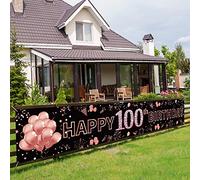Pimvimcim Striscione decorativo per 100° compleanno, grande cartello per festa di 100° compleanno, colore oro rosa, per donne, 100 anni (3 x 0,5 m)