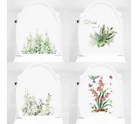 PIMXL 4 PCS Adesivo Decorativo per Porta e Bagno, Decalcomanie per Mobili, Adesivi Decorativi per Mobili, Decalcomanie da Parete autoadesive Floreali per bagni e Toilette per Camera da Letto