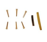 Pin bridge di chitarra acustica e set di sella | Parti di sostituzione in ottone solido per un suono migliore | 8 - kit di pezzo con pin/dado/sella | Facile da installare e