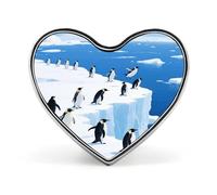 Pin de botón de pingüino glaciar, broche de corazón de moda, insignias de botón novedosas, exquisitos pines de solapa con forma de corazón de aleación de aluminio para vestidos, bolsos, accesorios y