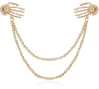 Pin de Cuello de Calavera Tono Dorado Bronce Corbata Corbata Pin de corbata Clip Traje de negocios Collar Pin de Barra Broche con Cadena Regalos de Halloween para Novio Niños Hombres Amigos Dexterous