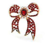 Pin Jewelry Gifts for Women Bowknot Brooch Ladies Rhinestone Flower Brooch Pin Ladies Fashion Matching Wedding Banquet Brooch Brooches Pins (Red)