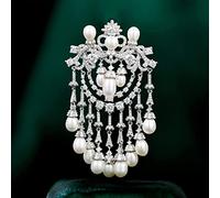 Pin Jewelry Gifts for Women Brooch Zircon Pearl Suit Coat Full of Diamond Pins Outer Clothes Button Accessories Brooches Pins (White)