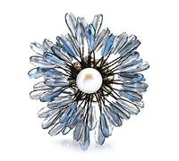 Pin Jewelry Gifts for Women Ladies Fashion Accessories Crystal Pearl Flower Brooch Ladies Wedding Party Brooch Cardigan Jacket Coat Brooch Brooches Pins (Blue)