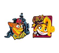 Pin Kings Official Crash Bandicoot Crash And Coco Collectible Metal Enamel Pin Badges - Set of Two Enamel Pins on a Backing Card - Official Merchandise