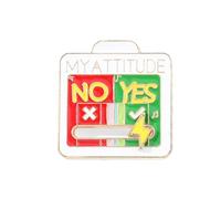 Pin sul risvolto, spilla ' | Il mio atteggiamento spilla scorrevole | SÌ E NON BIGLIETTO DI BADGE D'HOGNE ENAME, Se référer au descriptif, Metallo, riferimento alla descrizione