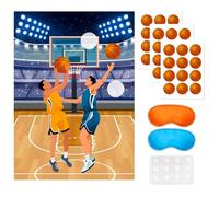 Pin The Basketball on The Hoop Game, 7 pezzi Pallacanestro Pin Game Supplies - Poster di giochi di basket, pallacanestro adesivi e gioco di basket benda, ecc Pallacanestro Decorazioni Giochi