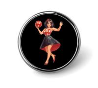 Pin Up Girl Bowling Ball Brooch Pins for Women Men Cute Badge Lapel Pins for Backpack Dress Accessories