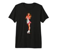Pin Up Girl Piuttosto Bruna Pattini A Rullo Gambe Maglietta Premium