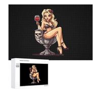 Pin-Up Girl Skull Goth Girl Puzzle per adulti Famiglia Attività Giochi Home Decor Puzzle 1000 PCS
