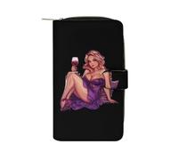 Pin Up Girl Womens PU Leather Wallet Long Purse Clutch Organizer per Ufficio Viaggio