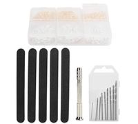Pin Vise Hand Drill Set | 10PCS Drill Bits & 5 Files for Jewelry/Pendant/DIY Craft Making | Alloy Eye Screw Punch Kit with 300 Eye Screws (Gold & Silver)
