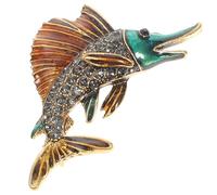 Pin Women in Tuna Shape Crystal Scarf Brooch Gold Jewelry for Everyday Wear