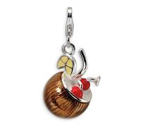 Pina Colada Ciondolo 3D Smaltato .925 Argento Sterling Click Su Amore La Vita