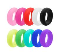 Pinannie Set di 10 anelli in silicone tinta unita da donna, in gomma, 8 mm di larghezza, 2 mm di spessore, Silicone, Nessuna pietra preziosa