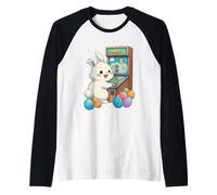 Pinball Arcade Game Easter Rabbit Eggs Carino Primavera Maglia con Maniche Raglan