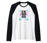 Pinball Game Vintage Flipper Gioco Retrowave Arcade Flipper Maglia con Maniche Raglan