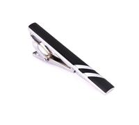 Pince Cravate Homme Fermacravatta da uomo in rame smaltato nero a righe, accessori for abbigliamento