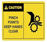 Pinch Points Keep Hands Clear Warning Plate 12x8 Inch
