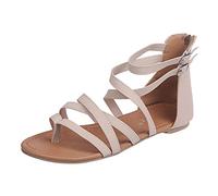 Pinch - Sandali da donna piatti, con punta fenomenale, alla moda, per il tempo libero, dal design elegante, beige., 41 EU