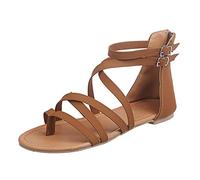 Pinch - Sandali da donna piatti, con punta fenomenale, alla moda, per il tempo libero, dal design elegante, marrone, 37 EU