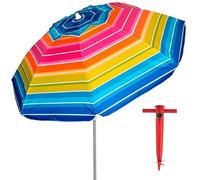 Pincho Ombrellone da spiaggia grande, 220 cm, antivento fino a 35 km/h, protezione UV50+, alluminio, 8 + 8 aste in fibra, finestra superiore, inclinabile, leggera, borsa per il trasporto (colore 4)