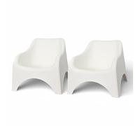 Pincho Sedie da giardino in plastica bianca Nuvola, confezione da 2 poltrone esterne per terrazza e balcone, braccioli confortevoli, design monoblocco facile da pulire, 70 x 80 x 70 cm