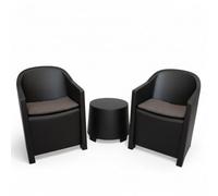 Pincho Set da giardino 3 pezzi Luna in Polipropilene Bianco con 2 Sedie e Tavolo Ovale con Cuscini inclusi per Terrazza Esterna Giardino Balcon Sala da Pranzo Leggero Resistente (Antracite)