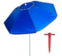 Pincho Sombrilla Playa 180 cm, Aluminio, UPF+50 bloquea 99% de Rayos UV, 8 Varillas de Fibra de Vidrio, Muy Ligera 1,5 kg, Ventana Superior (Azul)