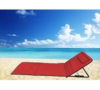 Pincho Tappetino da Spiaggia Pieghevole Portatile con Schienale Regolabile e poggiatesta 158 x 56 cm Tasca portaoggetti da Viaggio Picnic (Rosso), Ombrellone Unisex-Adulto, Taglia Unica