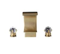PINCHU Miscelatore a Cascata per Lavabo a 3 Fori, Rubinetto Bagno Lavabo a Cascata Miscelatore Lavabo Bagno Rubinetto da Bagno a due Manopole per Lavabo Del Bagno G1/2