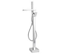 PINCHU Rubinetto per Vasca Freestanding con Doccetta, Cascata Rubinetto per Vasca da Terra, Monocomando Grande Flusso Miscelatore Vasca da Bagno, Rotazione a 360°, Adatto Bagni degli Hotel