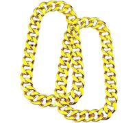 PinCute Confezione da 2 grandi catene dorate da uomo: finta collana in plastica dorata, stile punk anni '80 e '90, collana a catena hip hop per bigiotteria rapper, 28 inch, Plastica, Non pietra