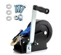 Pindex Verricello a Corda con Freno Fino a 3500LBS, Verricello con Impugnatura Rapida, 4:1,8:1, Argano per Rimorchio Barca, Argano a Mano per Camper, Blu