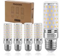 PINDOWS 12W Lampadine LED E27 Bianca Calda 3000K LED Lampade Mais,Equivalente a 120W Incandescenza,1450LM Sostituire Lampada Alogena da 100W~120W,Alta Luminosità CRI82,No Dimmerabile,5 Pezzi