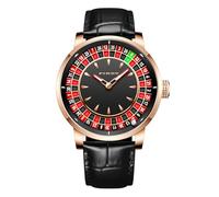 PINDUR Roulette - Orologi automatici da uomo, design con movimento NH35A, rotazione automatica, impermeabile fino a 50 m, stile americano, roulette, giochi di carte, orologio meccanico per la notte