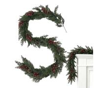 Pine Berry Christmas Garland - Flexible Green Foliage With Berry Clusters,